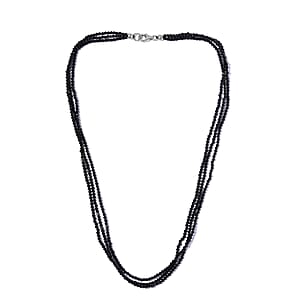 Thai Black Spinel 50.00 ctw Beaded Multi Strand Necklace 18 Inches in Sterling Silver