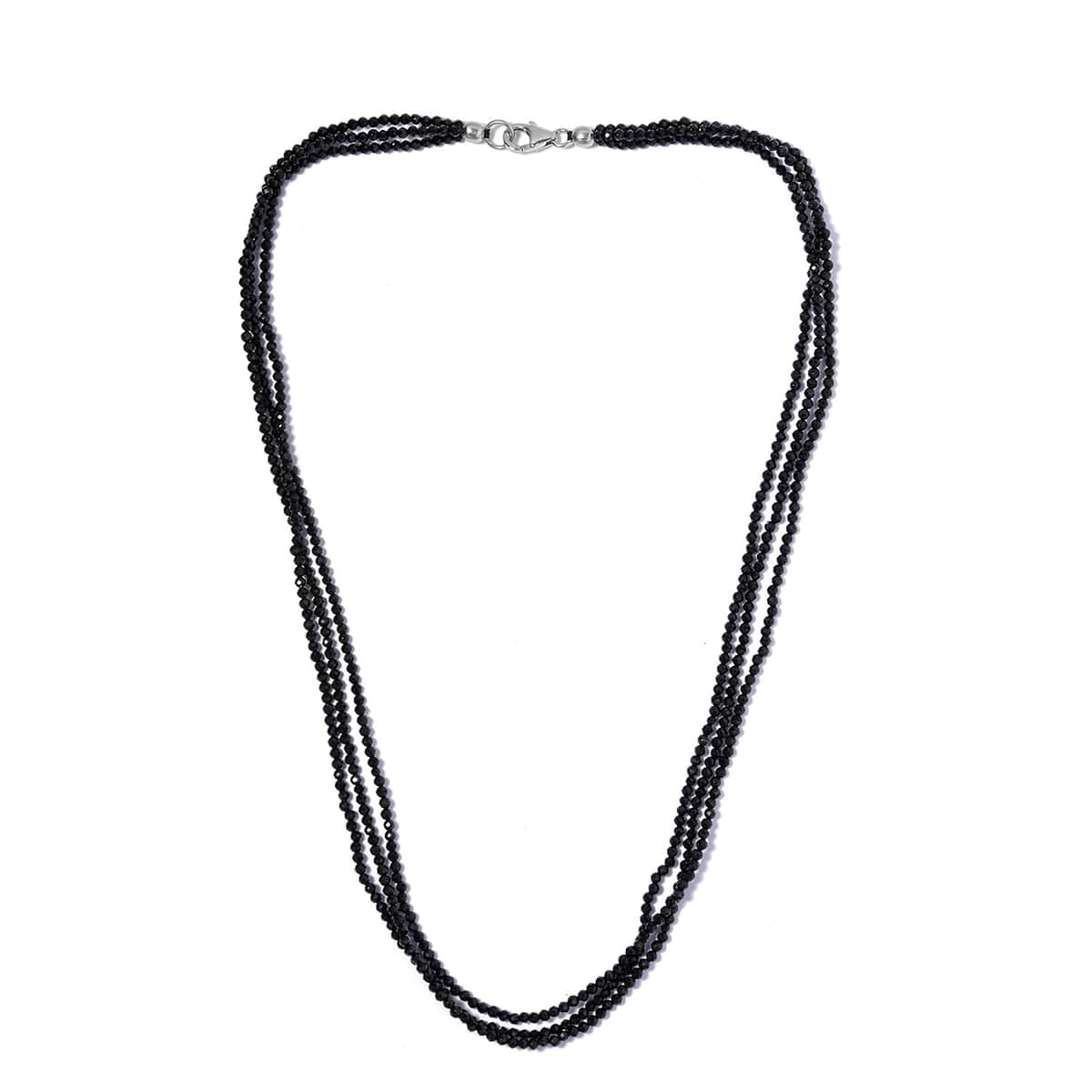 Thai Black Spinel Beaded Multi Strand Necklace 18 Inches in Sterling Silver 50.00 ctw image number 3
