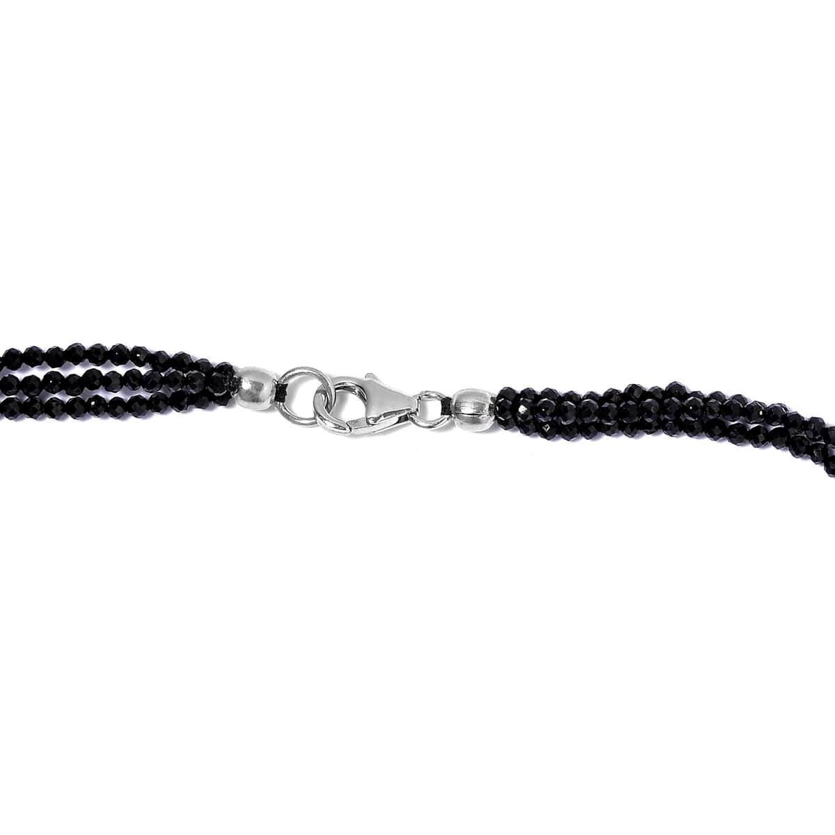 Thai Black Spinel Beaded Multi Strand Necklace 18 Inches in Sterling Silver 50.00 ctw image number 4