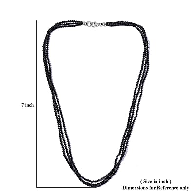 Thai Black Spinel 50.00 ctw Beaded Multi Strand Necklace 18 Inches in Sterling Silver