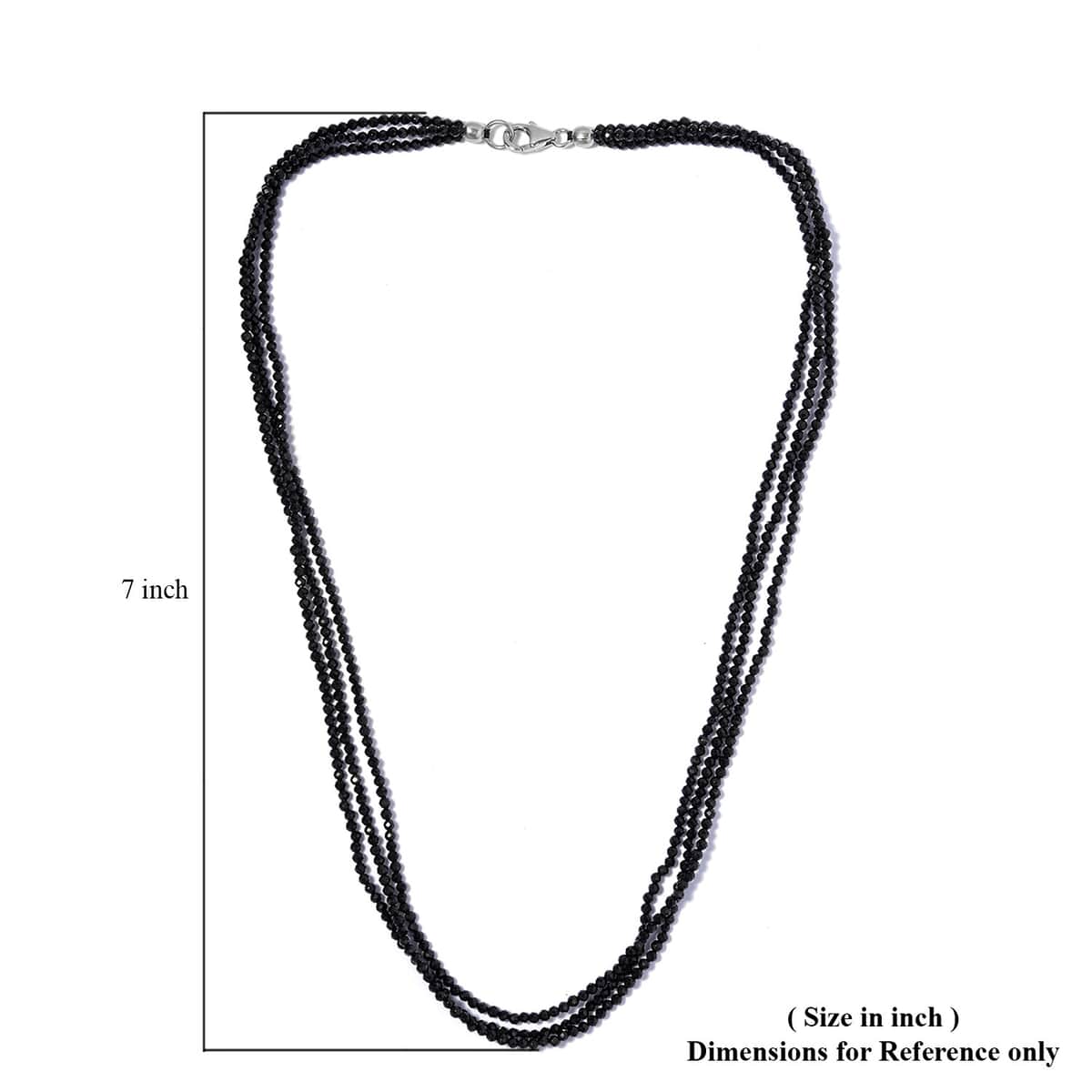Thai Black Spinel Beaded Multi Strand Necklace 18 Inches in Sterling Silver 50.00 ctw image number 5