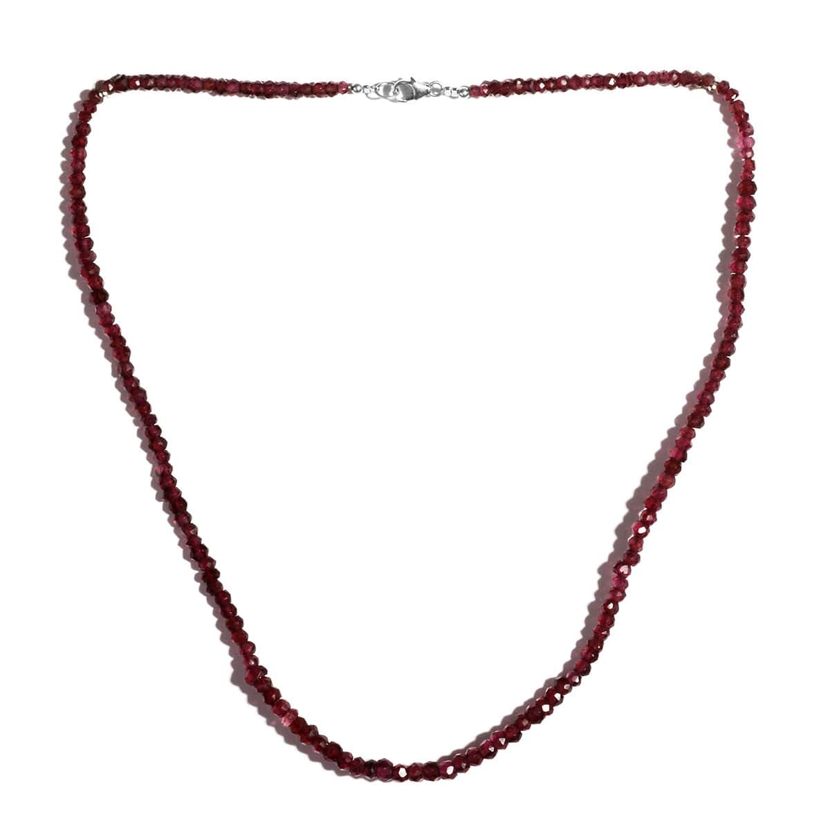 Rhodolite Garnet Bead Necklace in Sterling Silver, Faceted Beaded Necklace, Garnet Jewelry For Women (18 Inches) 60.00 ctw image number 0
