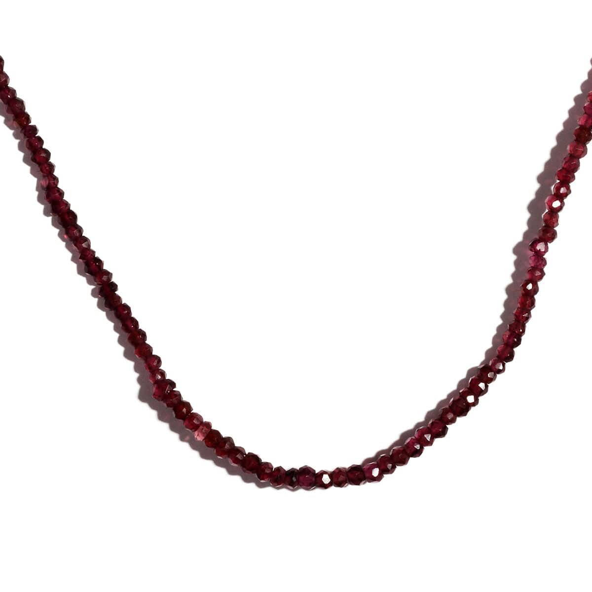 Rhodolite Garnet Bead Necklace in Sterling Silver, Faceted Beaded Necklace, Garnet Jewelry For Women (18 Inches) 60.00 ctw image number 1