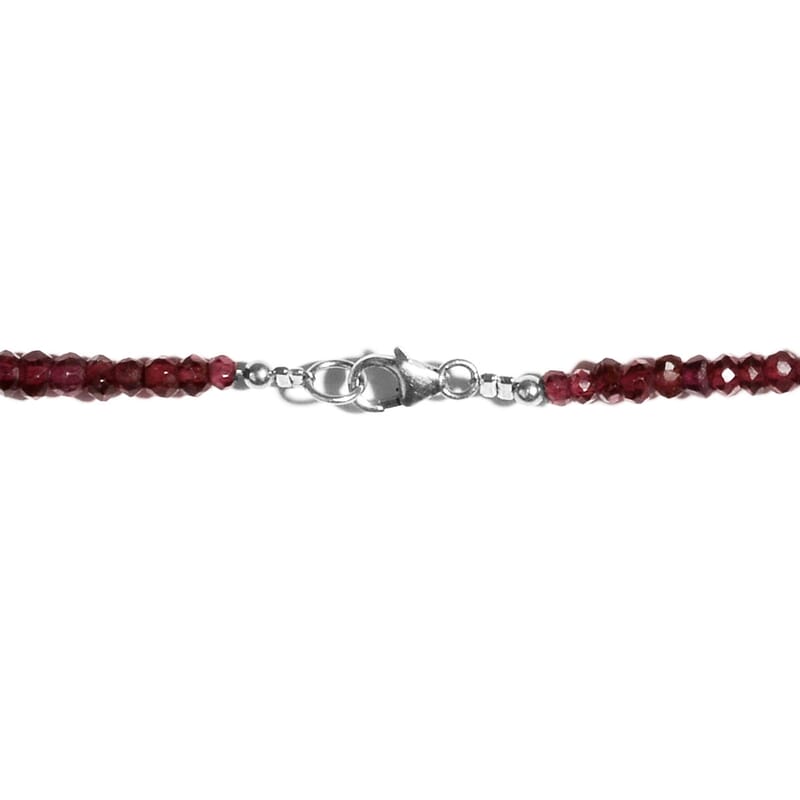 Rhodolite Garnet 60.00 ctw Bead Necklace in Sterling Silver, Faceted Beaded Necklace, Garnet Jewelry For Women (18 Inches)