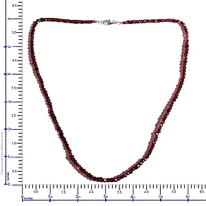Rhodolite Garnet 60.00 ctw Bead Necklace in Sterling Silver, Faceted Beaded Necklace, Garnet Jewelry For Women (18 Inches)
