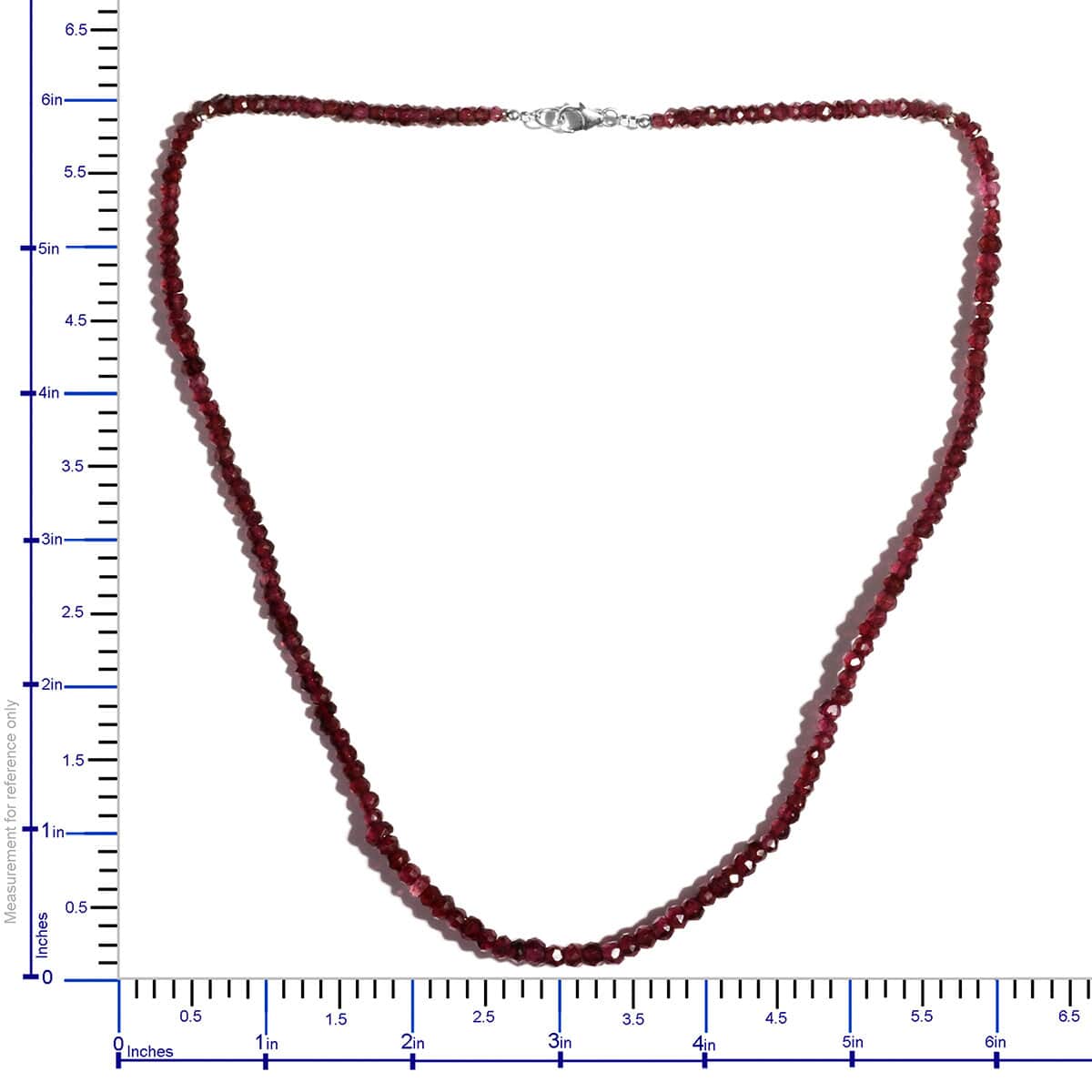 Rhodolite Garnet Bead Necklace in Sterling Silver, Faceted Beaded Necklace, Garnet Jewelry For Women (18 Inches) 60.00 ctw image number 3