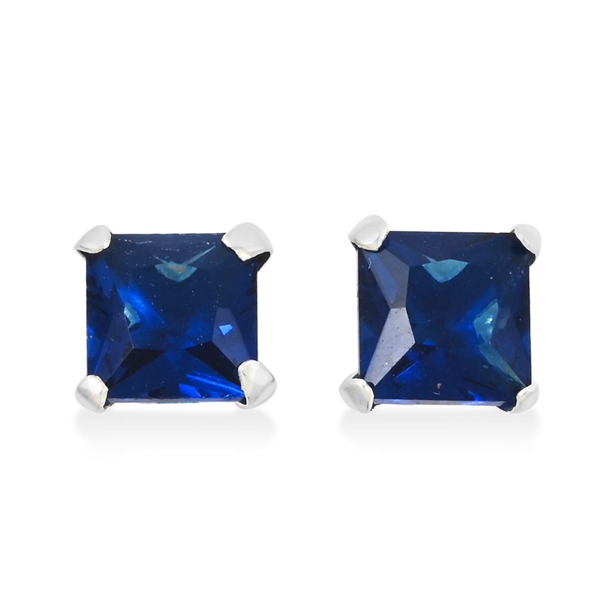 Simulated Blue and Green Daimond Drop Earrings in Rhodium Over Sterling Silver 2.20 ctw image number 2