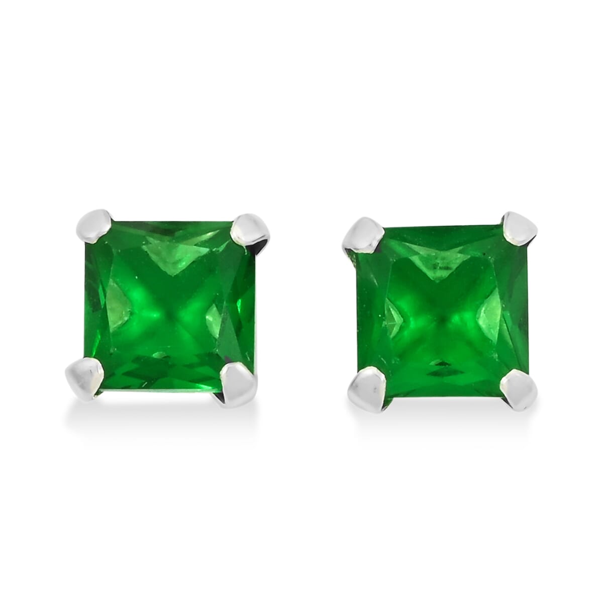 Simulated Blue and Green Daimond Drop Earrings in Rhodium Over Sterling Silver 2.20 ctw image number 5