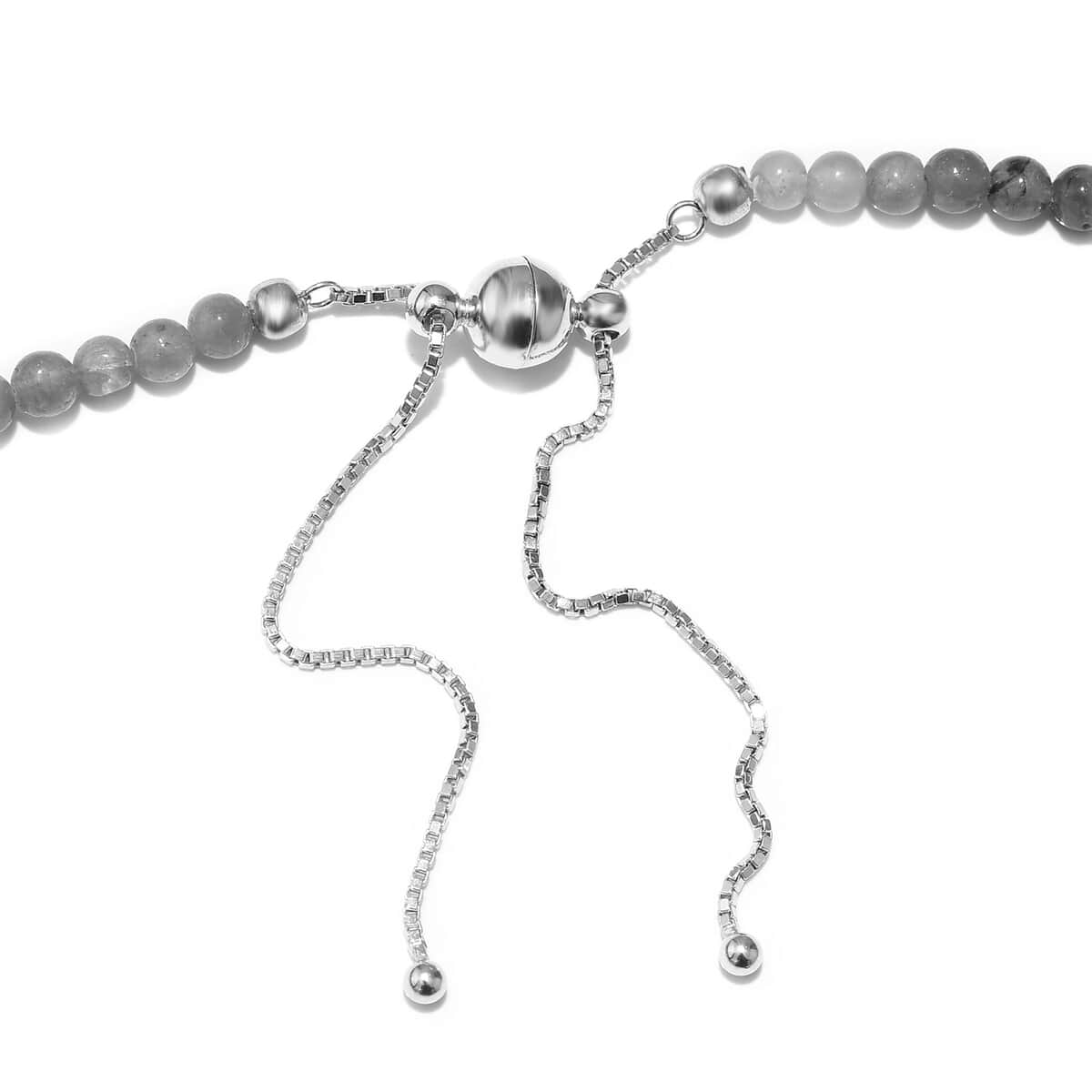 Shades of Grandidierite Beaded Bolo Necklace in Platinum Over Sterling Silver 113.00 ctw  image number 2