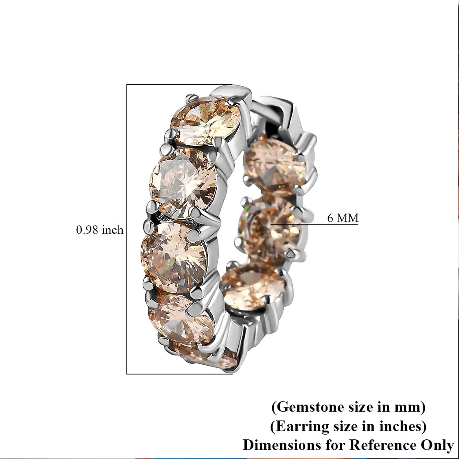 Simulated Champagne Diamond Inside Out Hoop Earrings in Stainless Steel