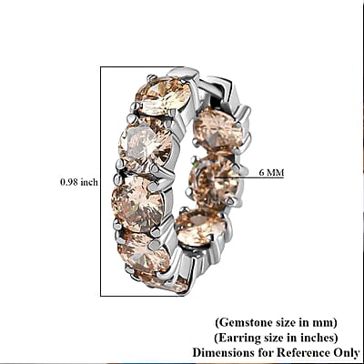 Simulated Champagne Diamond Inside Out Hoop Earrings in Stainless Steel