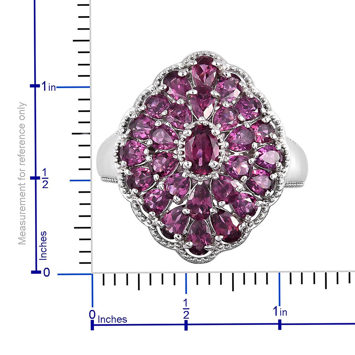 TOP RATED Orissa Rhodolite Garnet Cocktail Ring in Platinum Over Sterling Silver (Size 8.0) 6.25 ctw image number 6