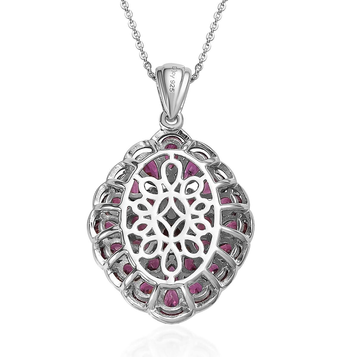 Orissa Rhodolite Garnet Necklace in Platinum Over Sterling Silver, Cocktail Pendant 6.25 ctw (20 Inches)