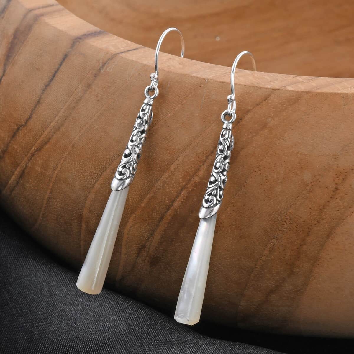 Mother’s Day Gift Mother of Pearl Drop Earrings in Sterling Silver image number 1