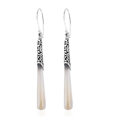 Mother of Pearl Long Drop Earrings in Sterling Silver