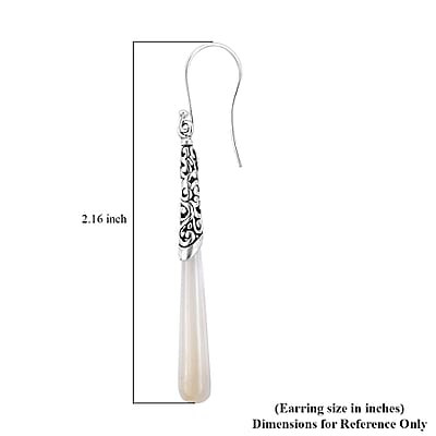 Mother of Pearl Long Drop Earrings in Sterling Silver