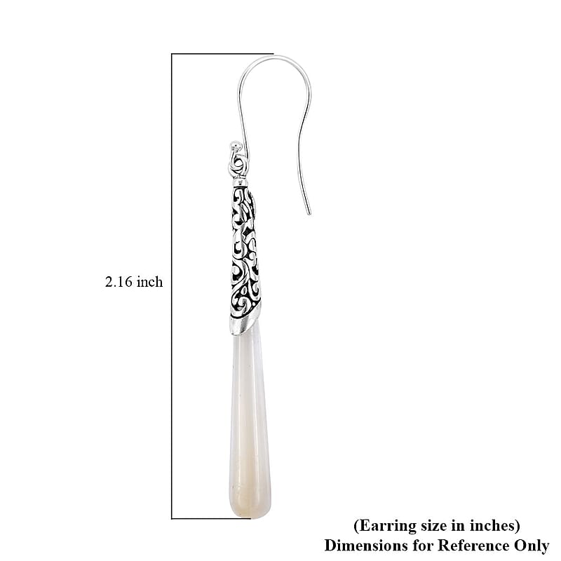 Mother of Pearl Long Drop Earrings in Sterling Silver
