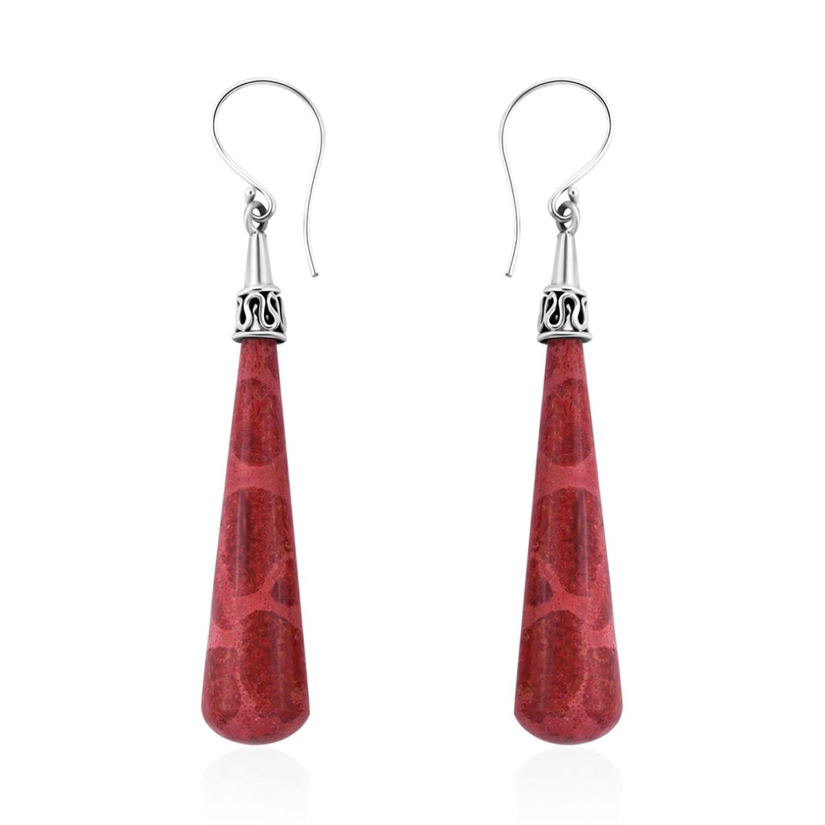 Sponge Coral Drop Earrings in Sterling Silver image number 0