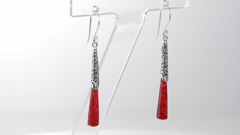 Sponge Coral Drop Earrings in Sterling Silver