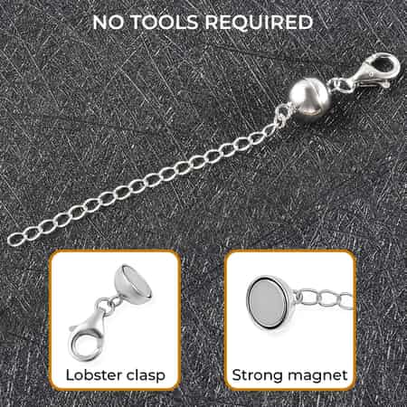Rhodium Over Sterling Silver Magnetic Ball Clasp Extender, Jewelry Extender with Lobster Clasp, Silver Clasp Extension, 3 inch Magnetic Ball Extender in Silver 2.20 Grams image number 1