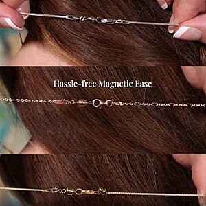 Magnetic Ball Extender Chain 2 inch with Lobster Clasp in Rhodium Over Sterling Silver 2.50 Grams