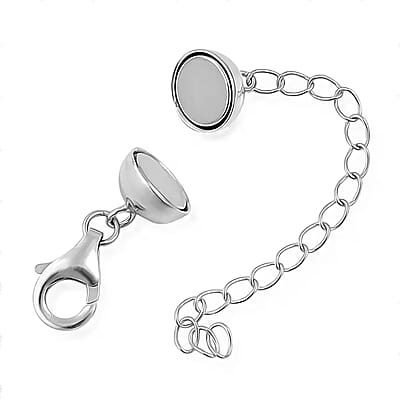 Magnetic Ball Extender Chain 2 inch with Lobster Clasp in Rhodium Over Sterling Silver 2.50 Grams