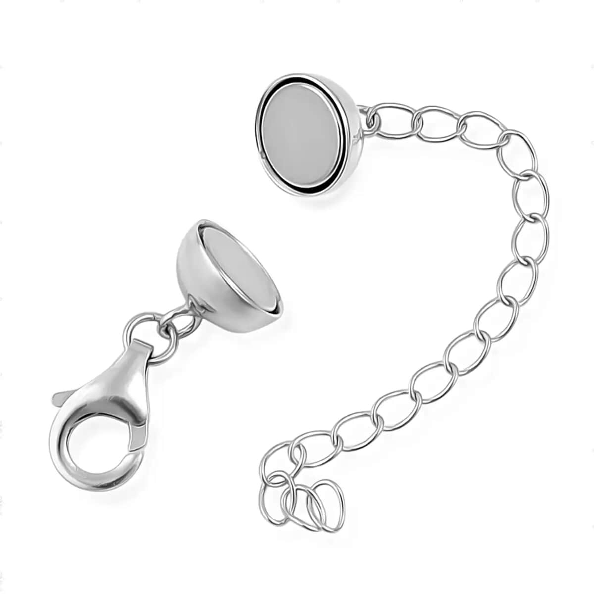 Rhodium Over Sterling Silver Magnetic Ball Clasp Extender, Jewelry Extender with Lobster Clasp, Silver Clasp Extension, 3 inch Magnetic Ball Extender in Silver 2.20 Grams image number 5