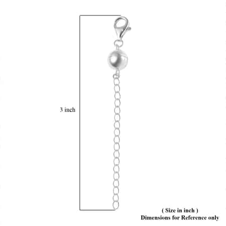 Rhodium Over Sterling Silver Magnetic Ball Clasp Extender, Jewelry Extender with Lobster Clasp, Silver Clasp Extension, 3 inch Magnetic Ball Extender in Silver 2.20 Grams image number 6