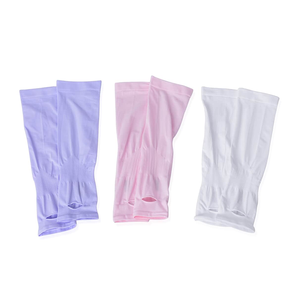 HOMESMART Set of 3 Pairs White, Lilac and Pink Cooling Sleeves (90% Polyamide and 10% Spandex) image number 0