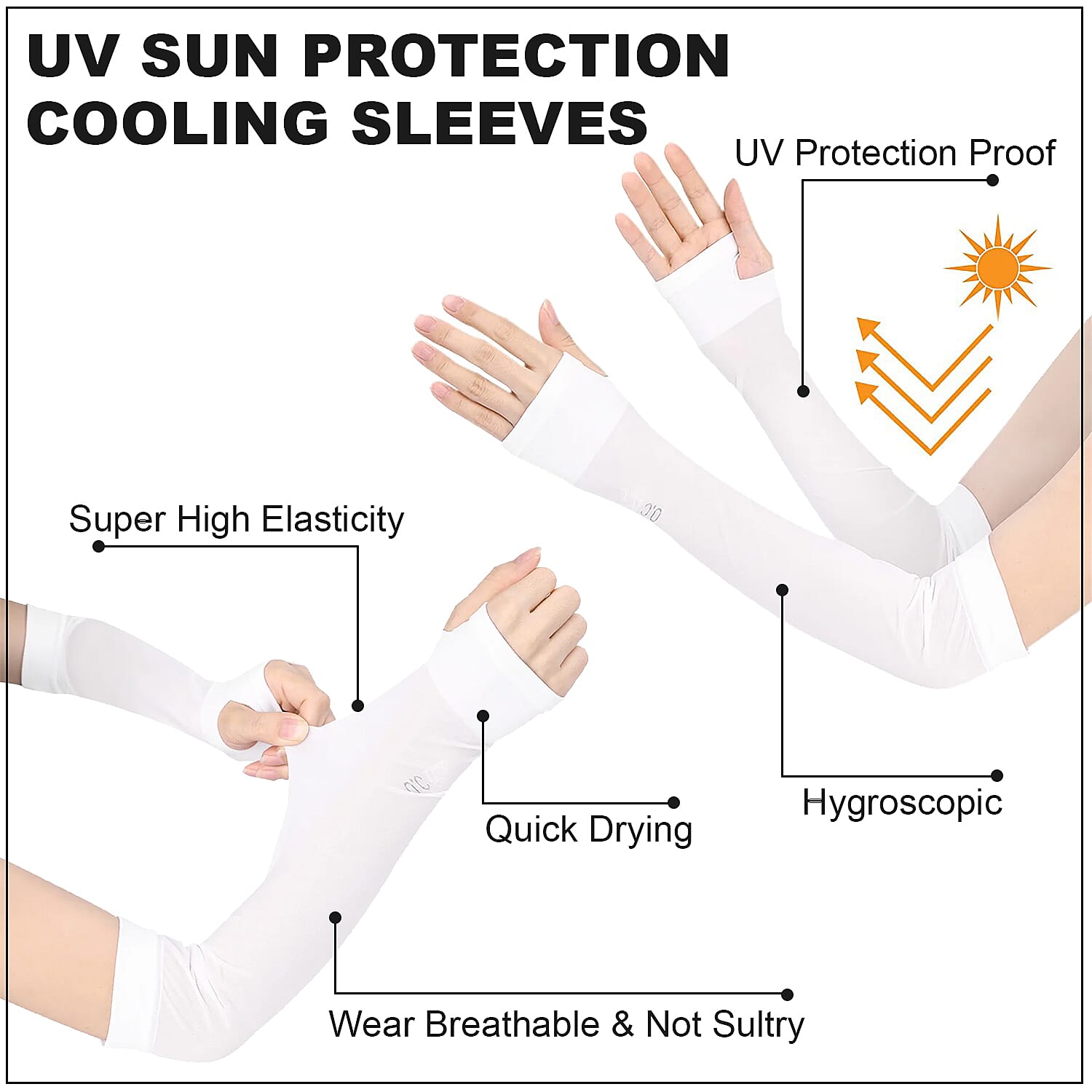 HOMESMART Set of 3 Pairs White, Lilac and Pink Cooling Sleeves (90% Polyamide and 10% Spandex) | Colling Hand Sleeves | UV Protection Sleeves | Arm Sleeves for Sun Protection