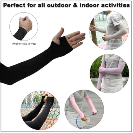 HOMESMART Set of 3 Pairs Gray, Black and Blue Cooling Sleeves (90%Polyamide and 10% Spandex) | Colling Hand Sleeves | UV Protection Sleeves | Arm Sleeves for Sun Protection image number 3