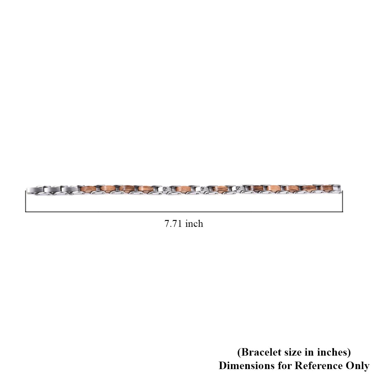 Acacia Wood, Simulated Black Diamond Men's Bracelet in Stainless Steel (8.25 In) 0.05 ctw image number 3