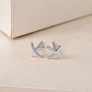 Rachel Galley Molto Kiss Stud Earrings, Sterling Silver Studs, Rhodium Plated Earrings