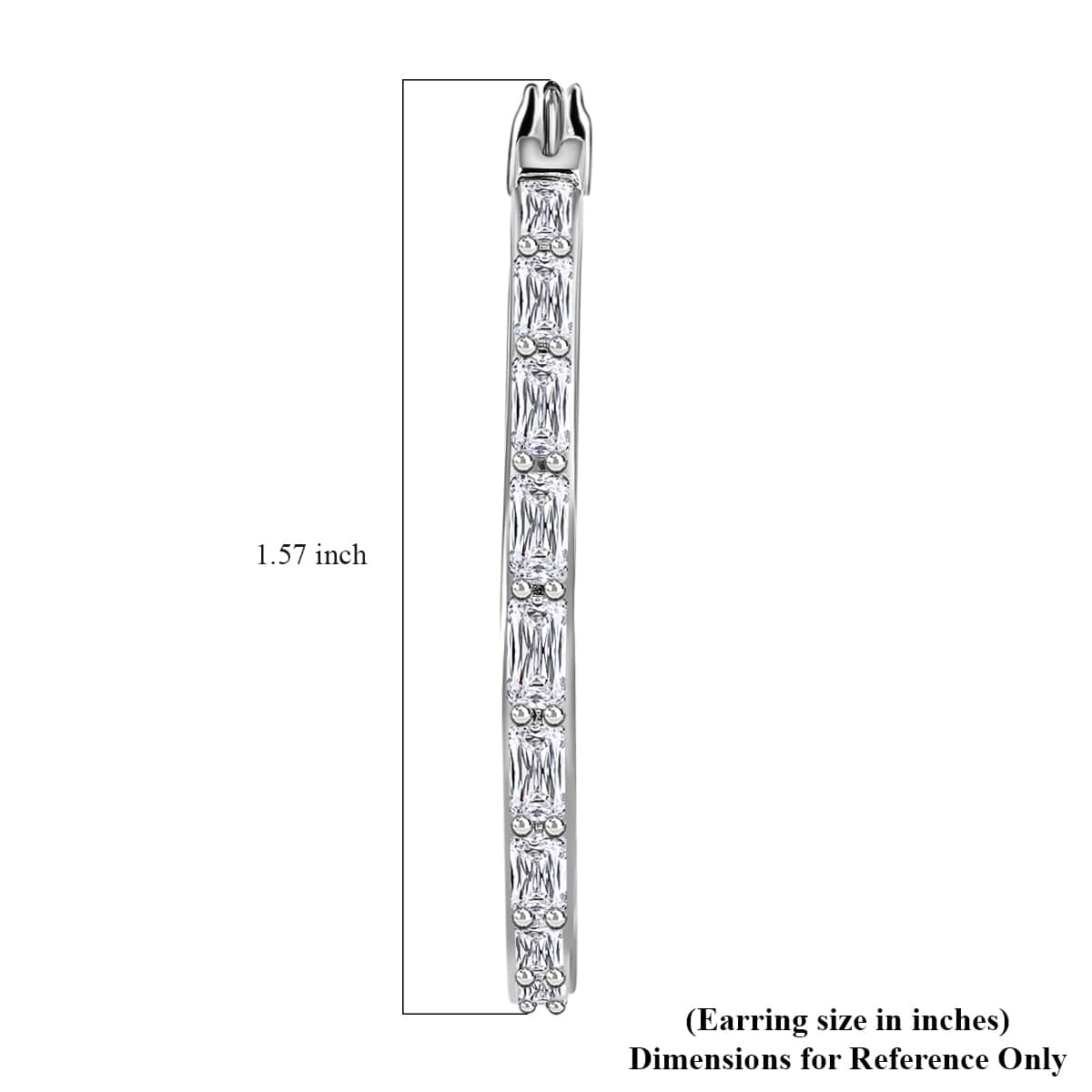Simulated Diamond Inside Out Hoop Earrings in Silvertone image number 4