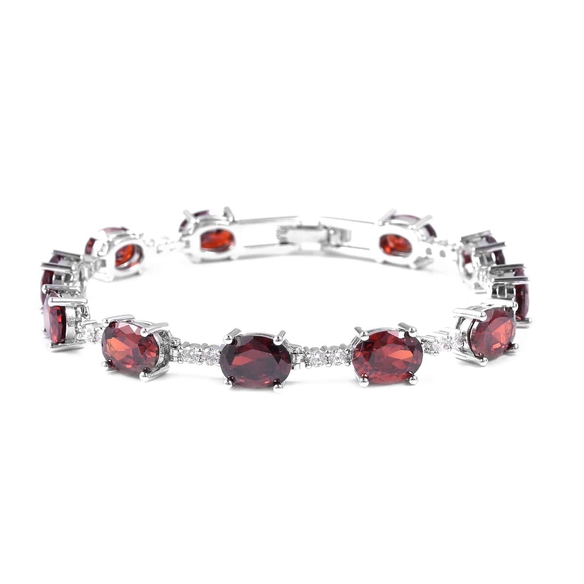 Simulated Red Diamond White Diamond  Bracelet in Silvertone, Station Bracelet For women, Unique Birthday Gifts (7.25 In) 20.50 ctw image number 0