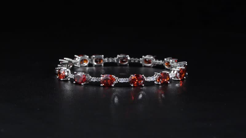 Simulated Red and White Diamond Bracelet in Silvertone (7.25 In)