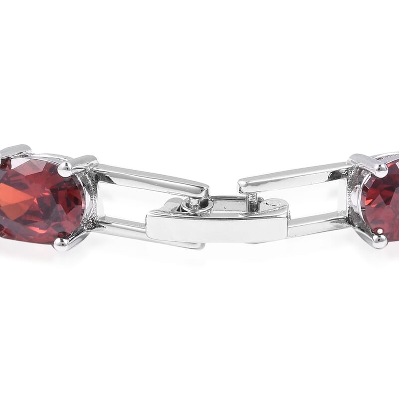 Simulated Red Diamond White Diamond Bracelet in Silvertone, Station Bracelet For women, Unique Birthday Gifts (7.25 In)