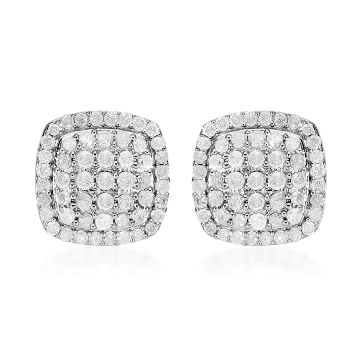 Diamond Stud Earrings in Platinum Over Sterling Silver 0.75 ctw image number 0