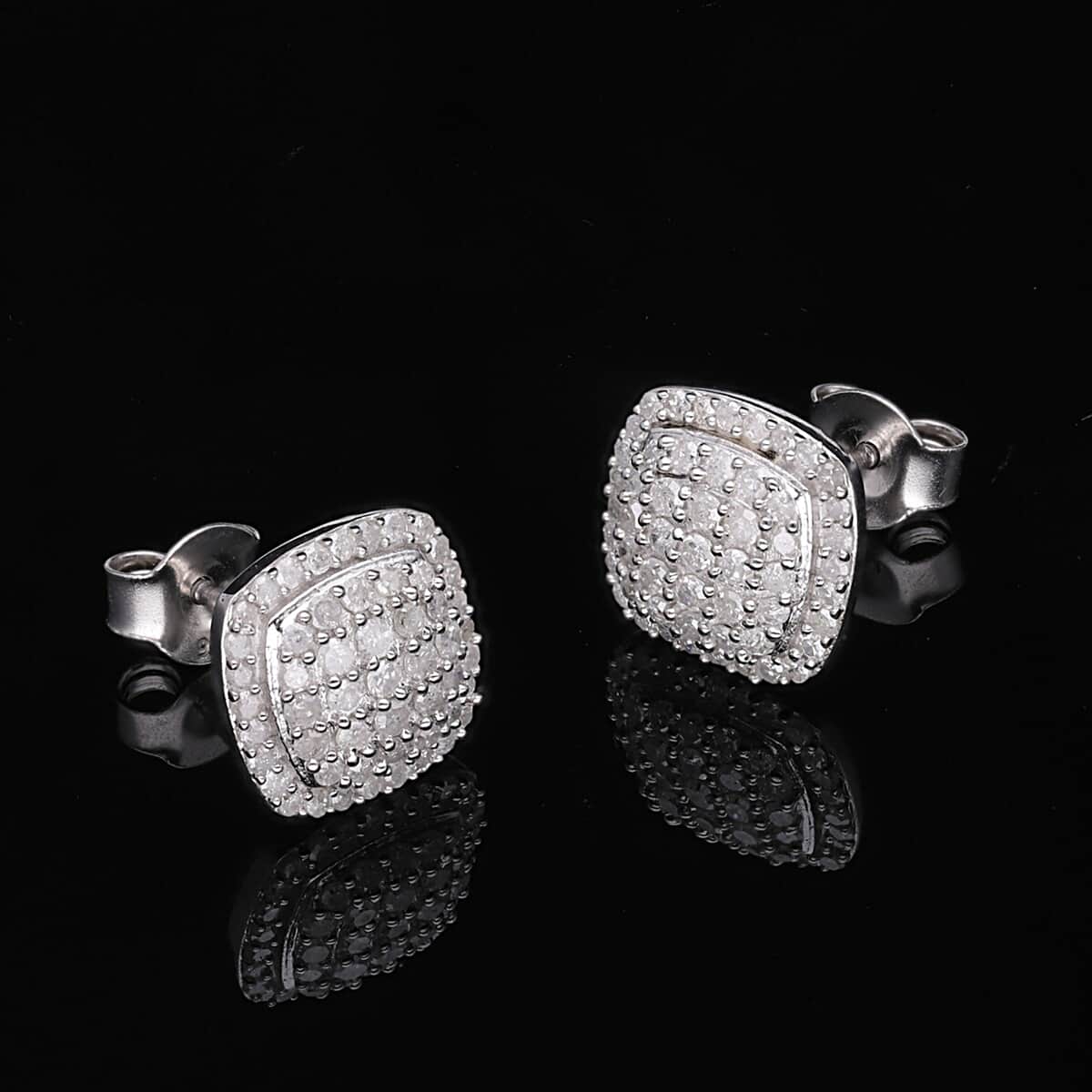 Diamond Stud Earrings in Platinum Over Sterling Silver 0.75 ctw image number 1