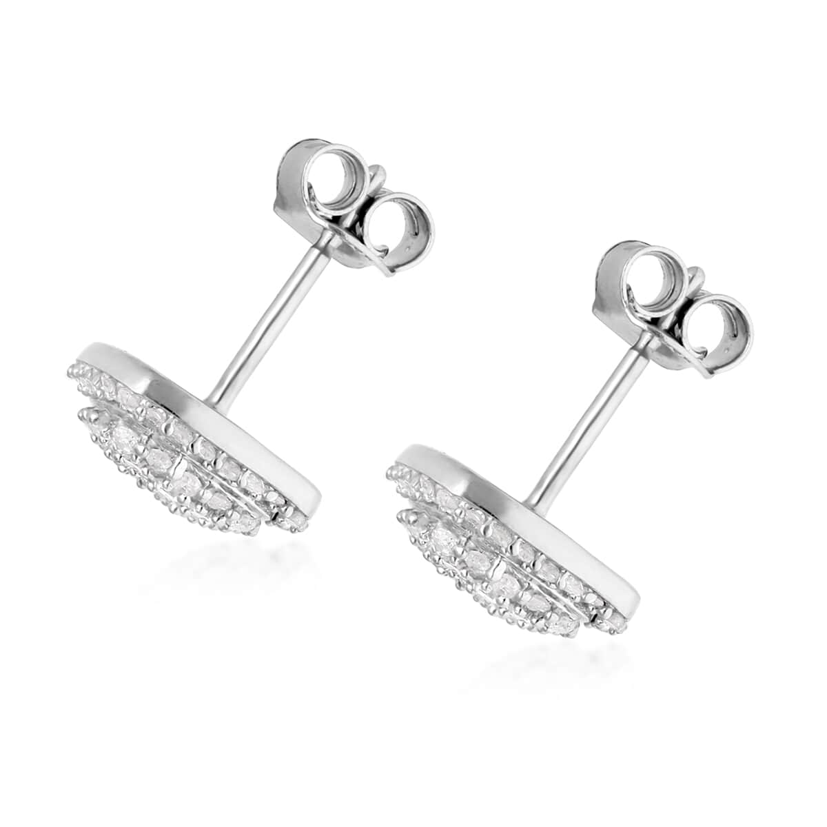 Diamond Stud Earrings in Platinum Over Sterling Silver 0.75 ctw image number 3