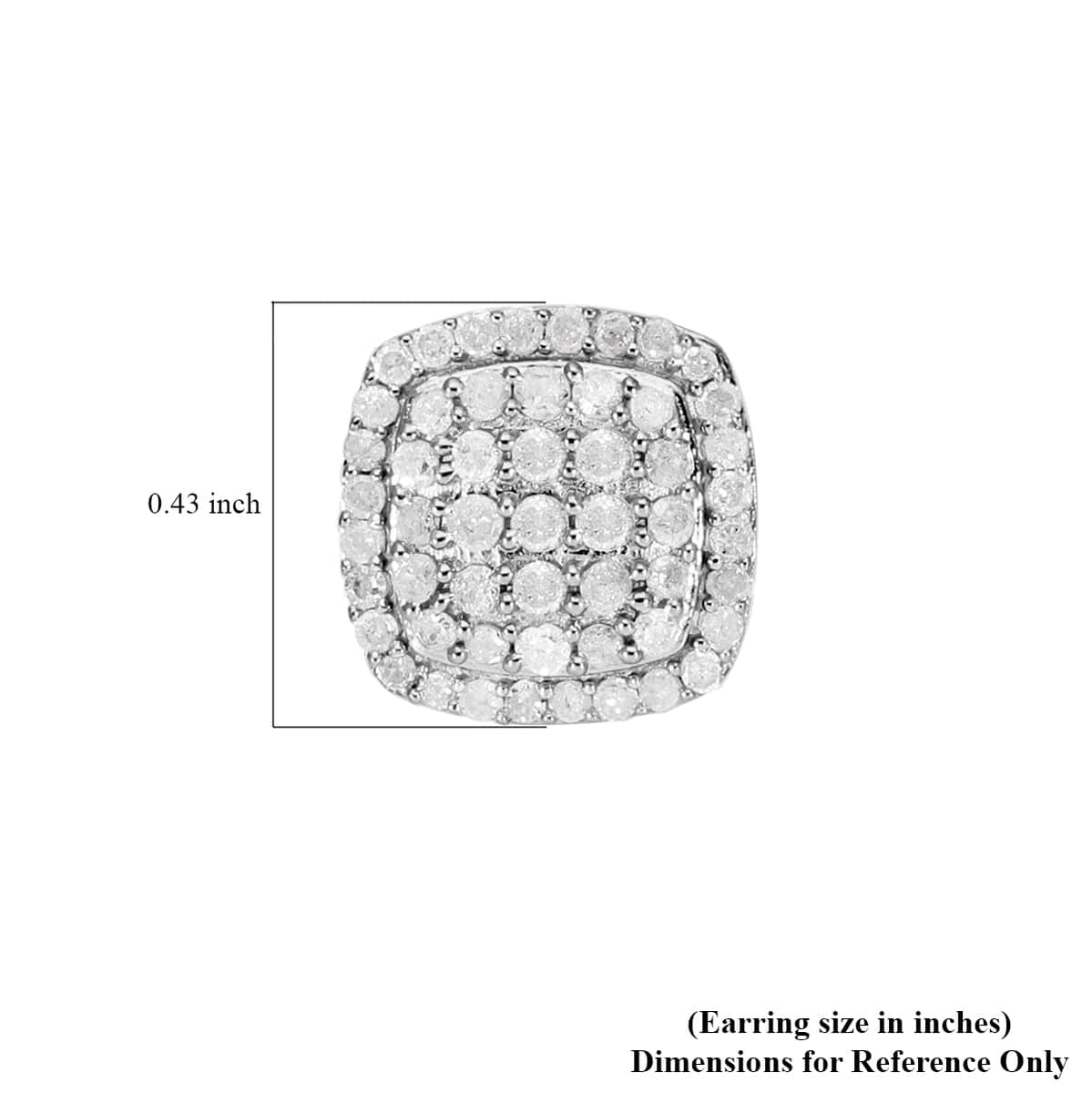 Diamond Stud Earrings in Platinum Over Sterling Silver 0.75 ctw image number 4