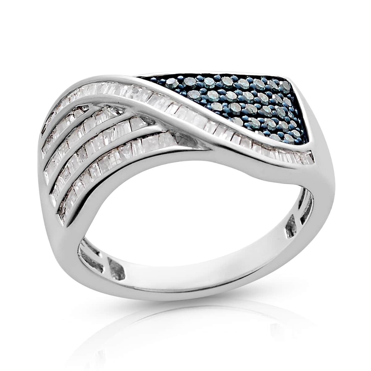 Blue Diamond (IR), Diamond Ring in Blue Rhodium & Sterling Silver (Size 10.0) 0.50 ctw image number 0