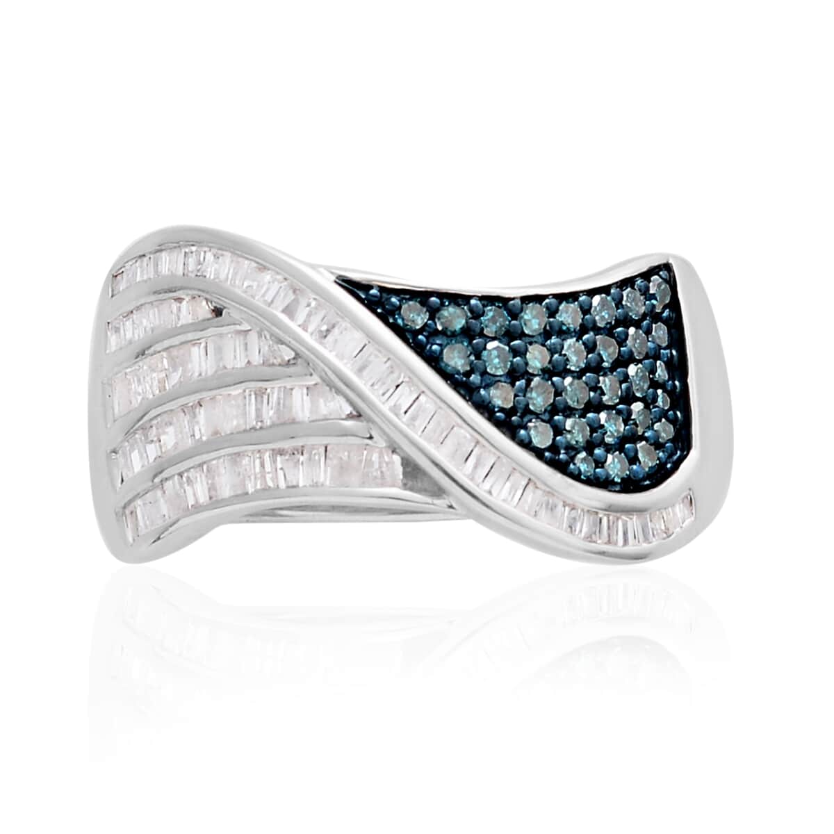 Blue Diamond (IR), Diamond Ring in Blue Rhodium & Sterling Silver (Size 10.0) 0.50 ctw image number 1