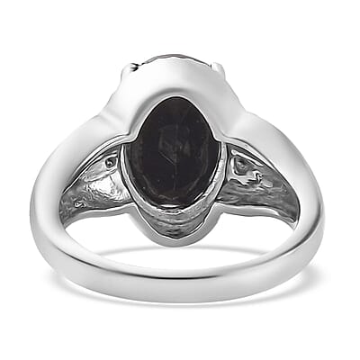 Australian Black Tourmaline and Thai Black Spinel 6.50 ctw Ring in Stainless Steel (Size 10.0)