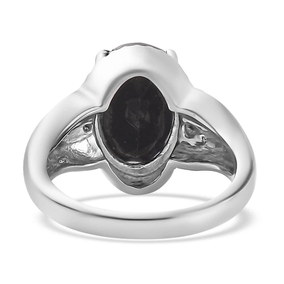 Australian Black Tourmaline and Natural Thai Black Spinel Ring in Stainless Steel 6.40 ctw image number 6