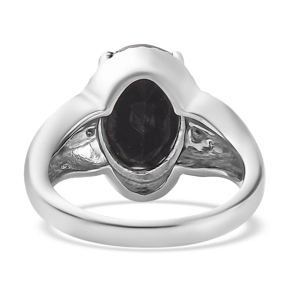 Australian Black Tourmaline and Thai Black Spinel Ring 6.50 ctw in Stainless Steel (Size 11.0) image number 6