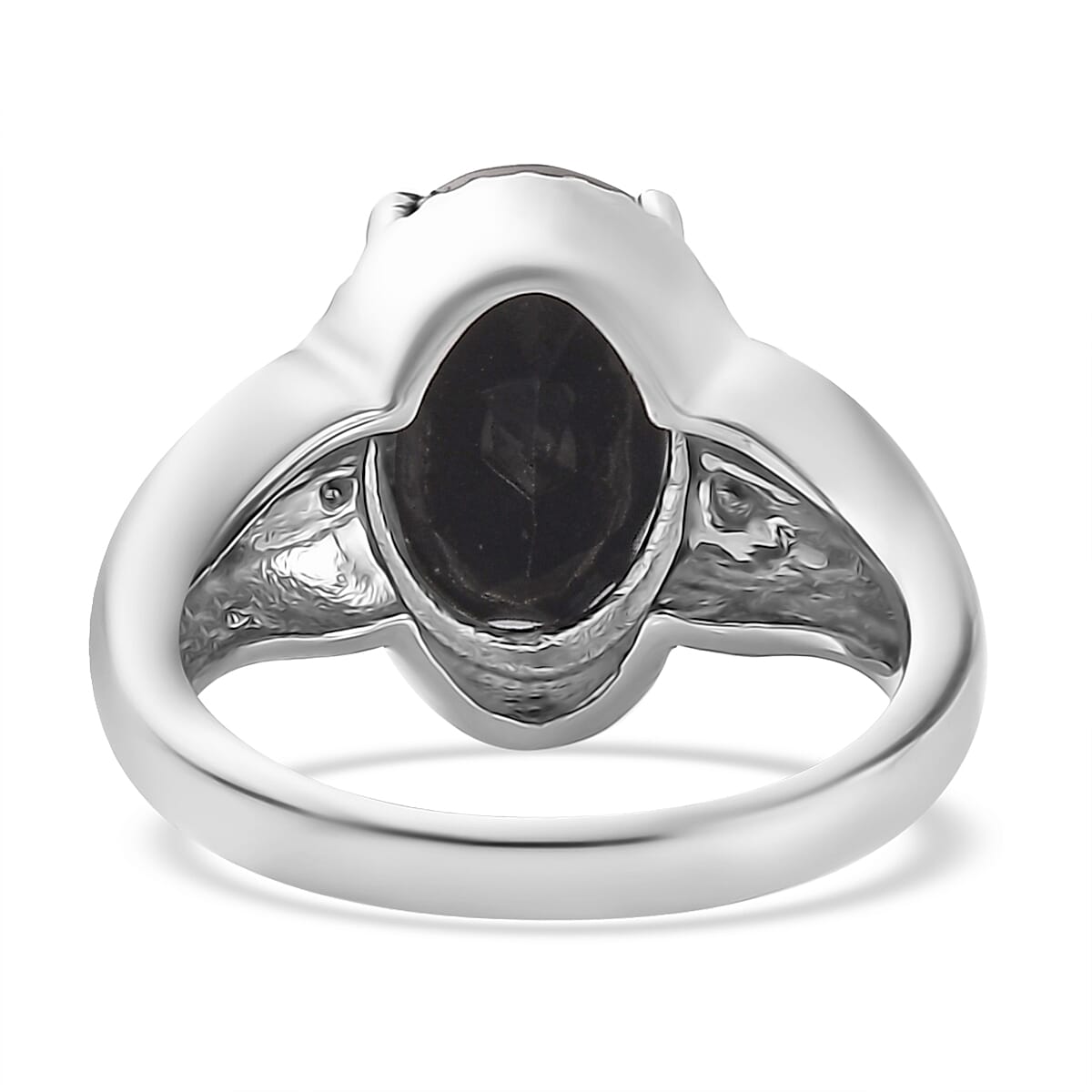 Australian Black Tourmaline and Thai Black Spinel 6.50 ctw Ring in Stainless Steel (Size 7.0) image number 6