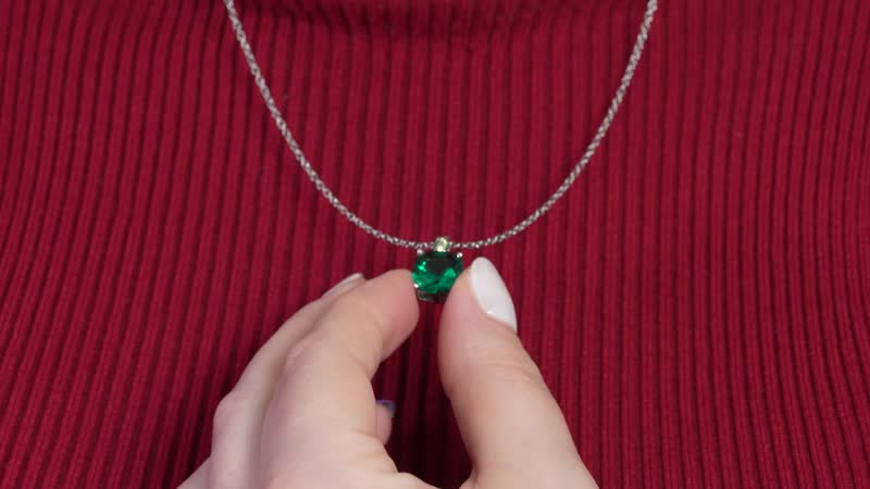 4.30 ctw Simulated Green Quartz and Simulated Peridot Color Diamond Pendant Necklace 20 Inch in Sterling Silver & Stainless Steel