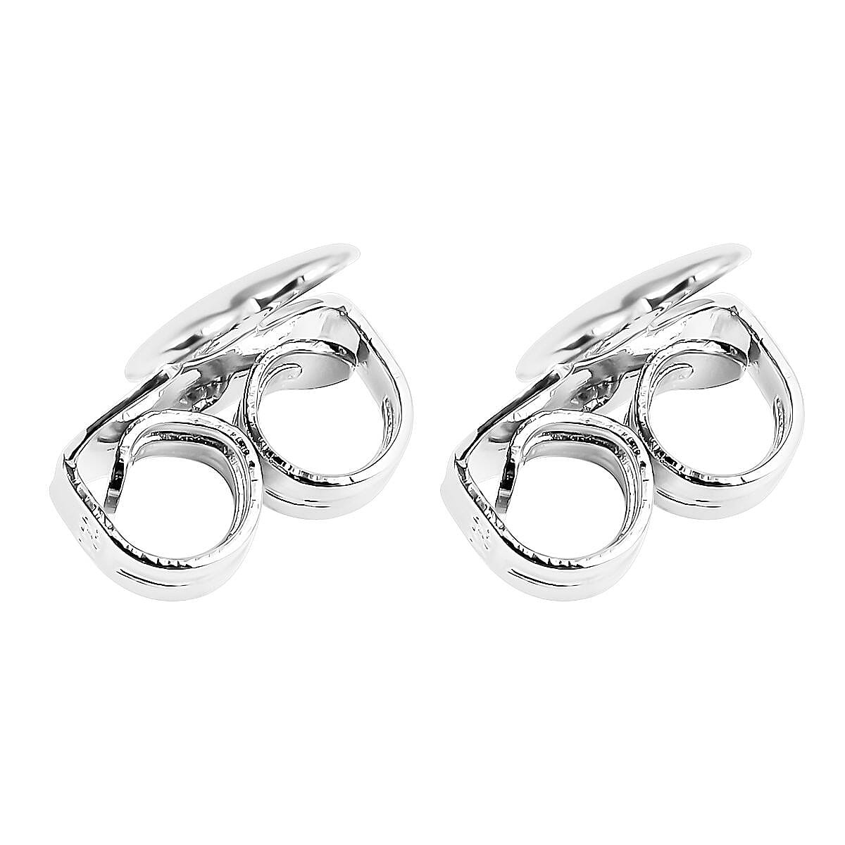 Rhodium Over Sterling Silver Heart Shape Earring Lifter Push Backs image number 2