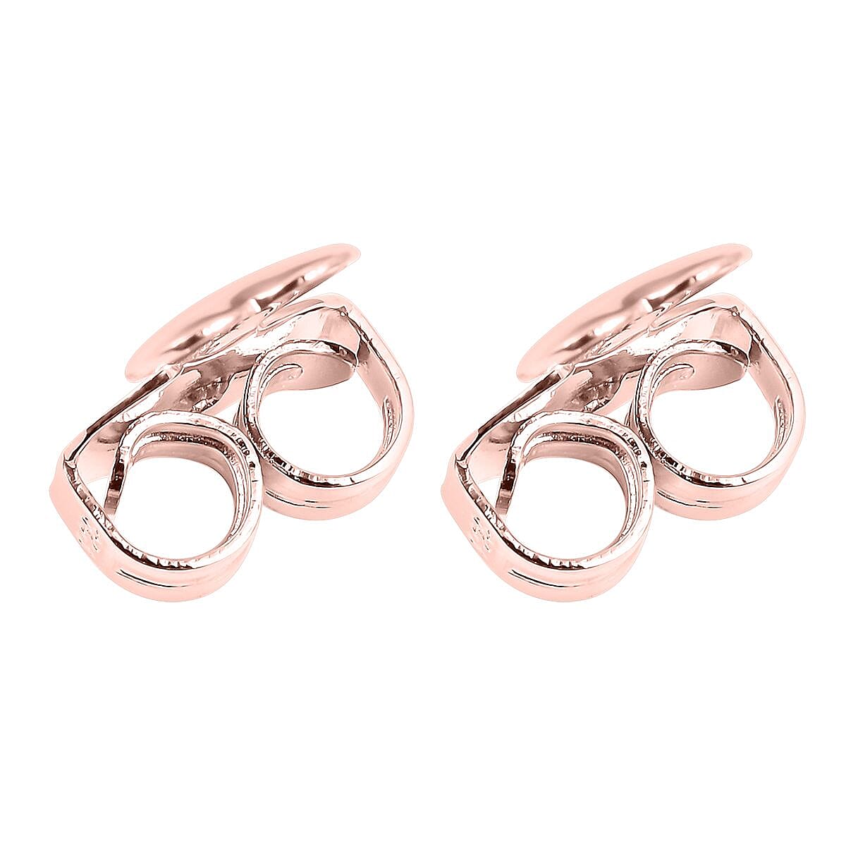 14K Rose Gold Over Sterling Silver Heart Shape Earring Lifter Push Backs